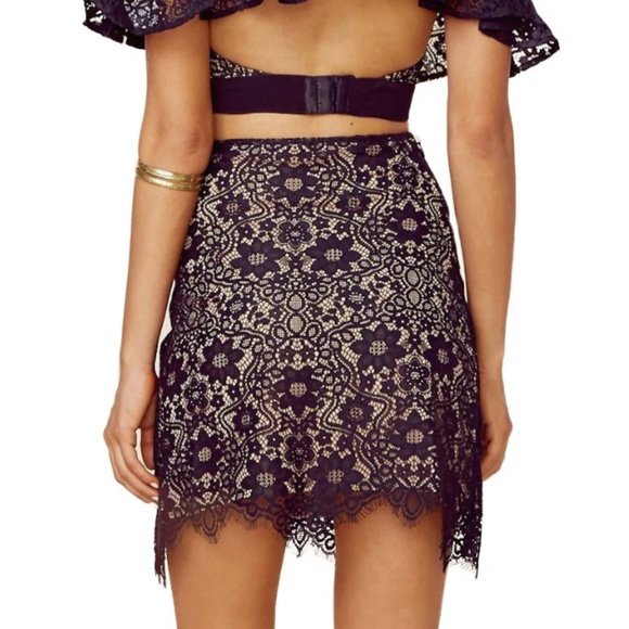 For Love & Lemons Rosemary Floral Lace Mini Skirt Black/Tan M Whimsigoth Sexy - Picture 2 of 14